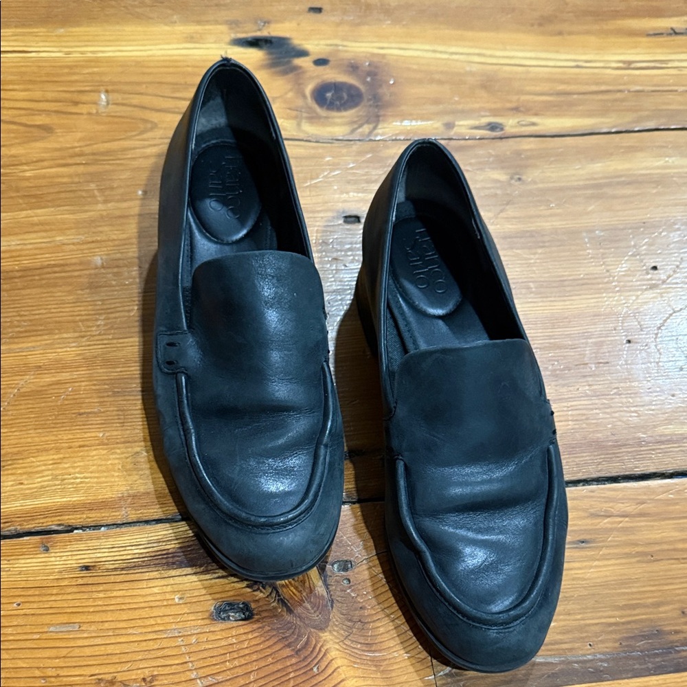 Franco Sarto Black Leather Loafers Size 8.5